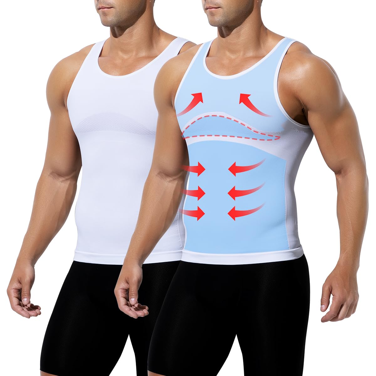 Arjen Kroos Gaine Ventre Plat Homme 2-Pack - T-Shirt de Compression Homme - Débardeur Compression Effet Sculpté Immédiat