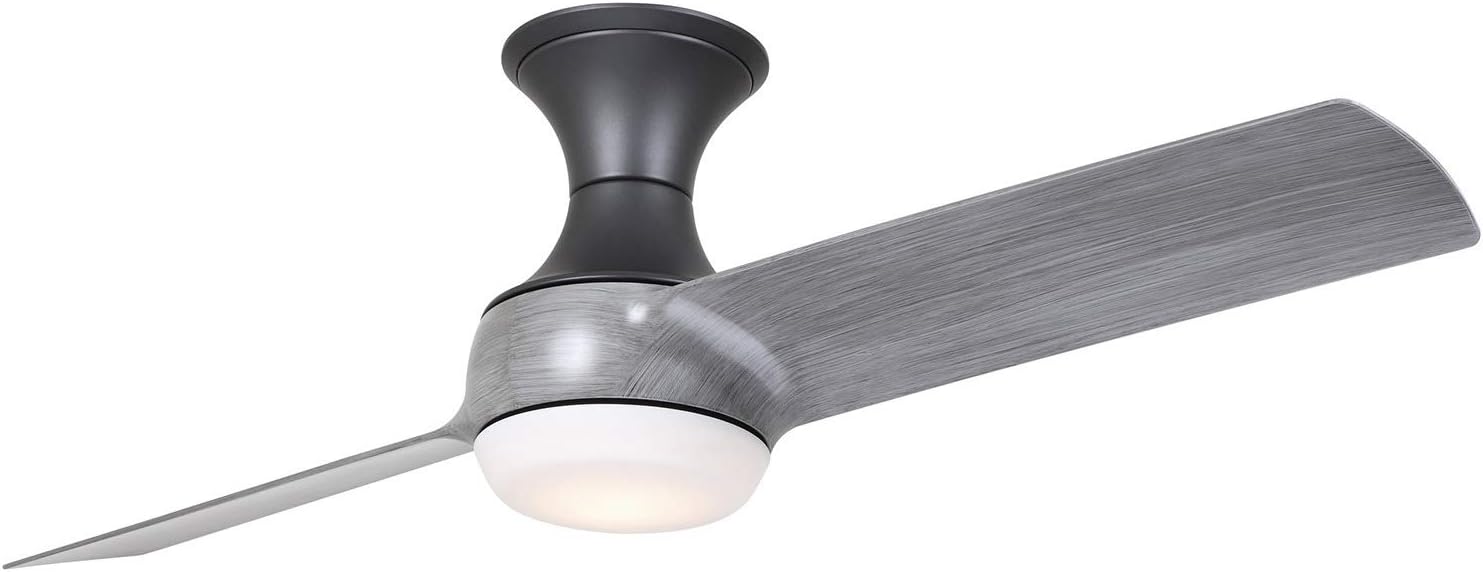 Luminance Kathy Ireland Home Duo Flush Mount Ceiling Fan with Light | 54 Inch LED Lighting Fixture with Hugger Design, 2 Blades, and Wall Control, Graphite