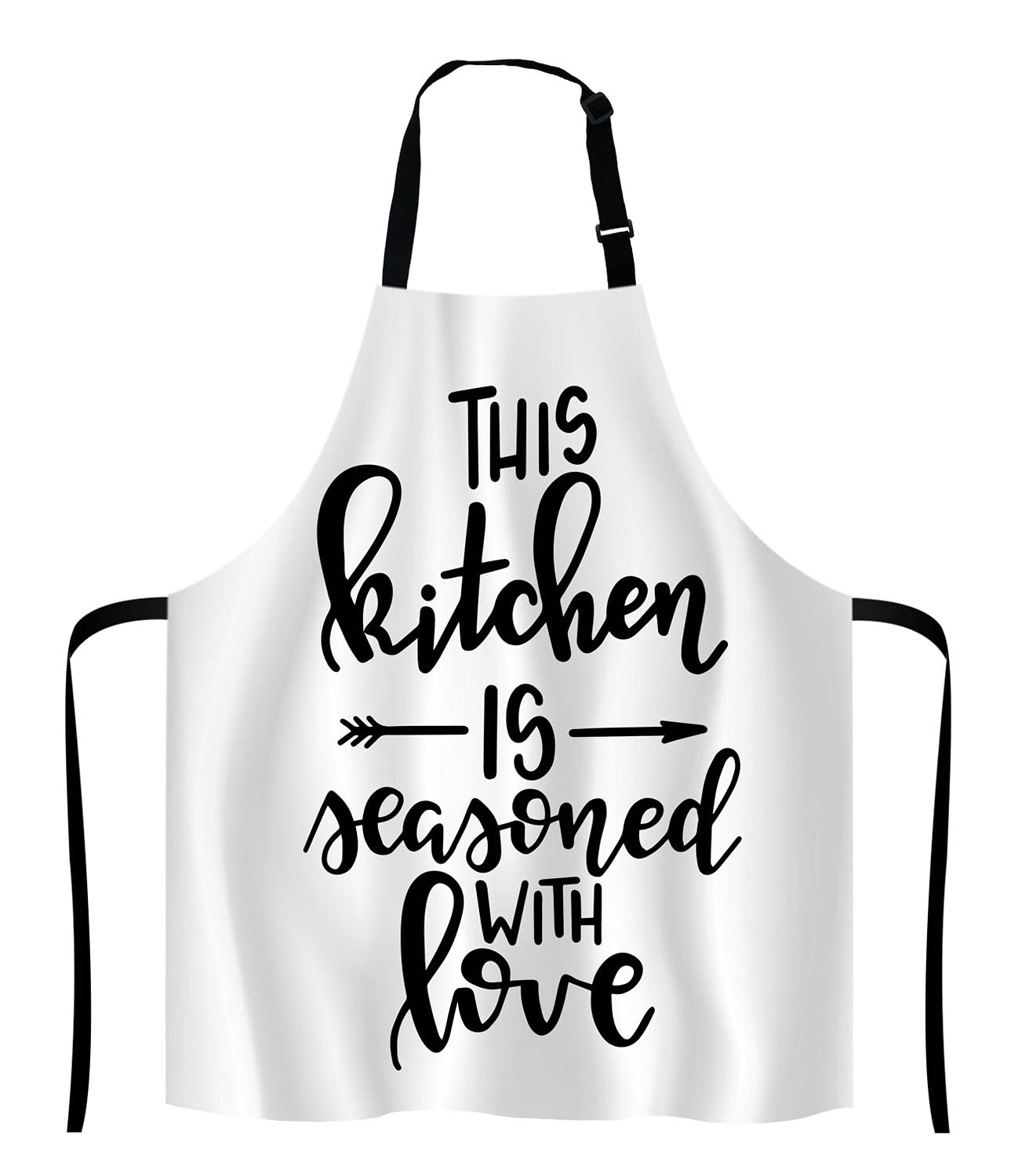 Lefolen Inspirational Quote Adjustable Bib Apron, This kitchen is seasoned with love Cooking Kitchen Apron for Men Women