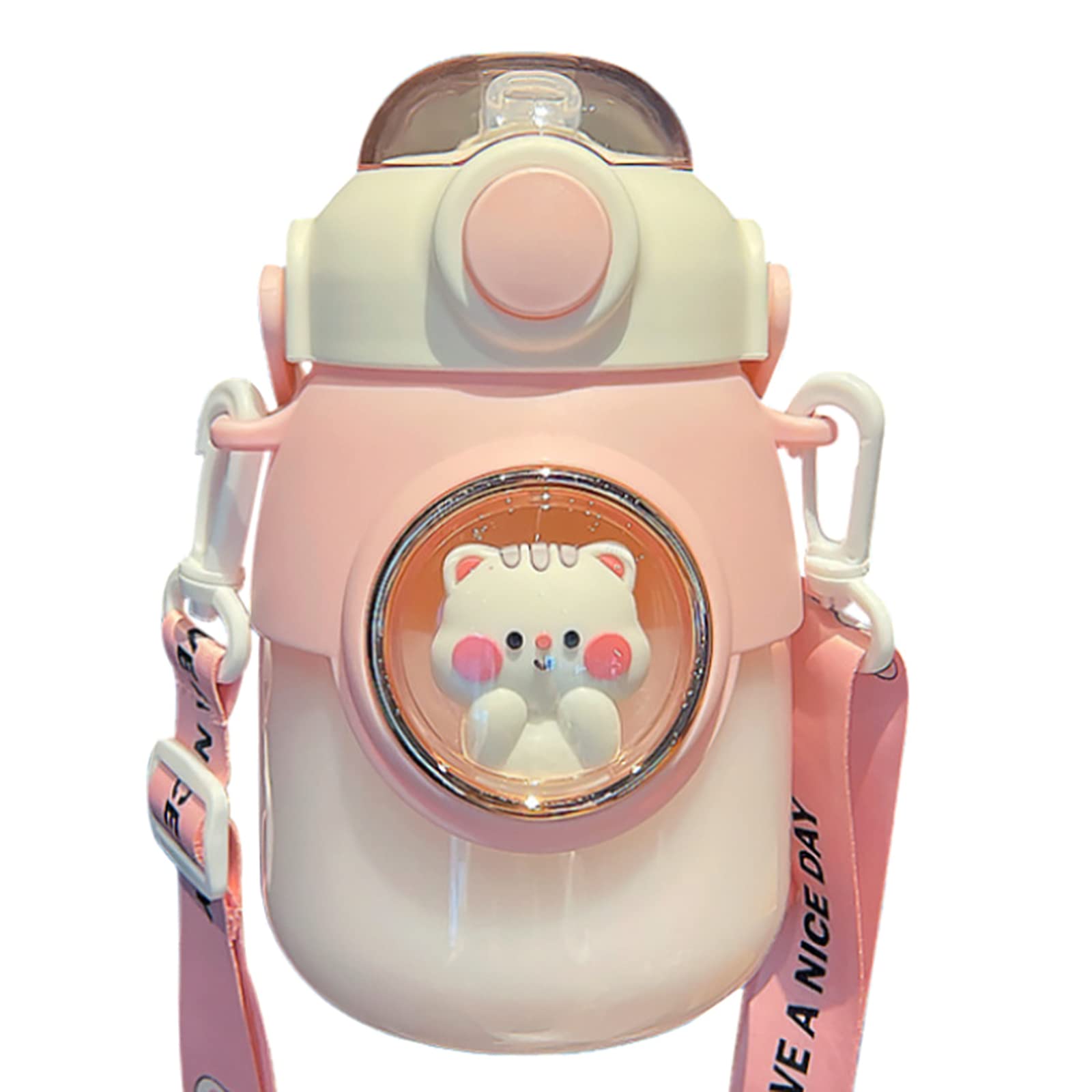 Tsophreniq A 820Ml Children Water Bottle Large Capacity Straw Cup School Student Kid Cute Cartoon Drinking Kettle Big Belly Cup Straw