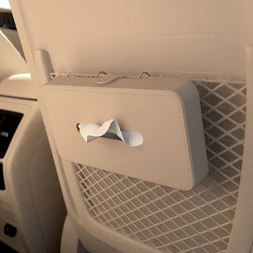 GFX Car Tissue Box Holder Universal Fit on Car Sun Shade Mountable Back Seat 1Pcs Beige - Image 4 thumbnail