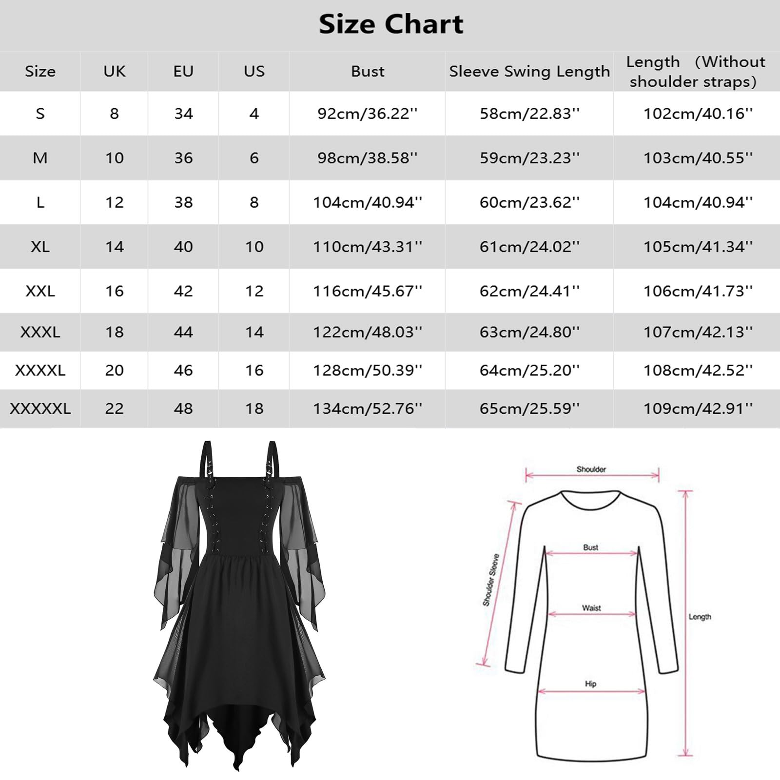 2026 Vestido de cóctel para mujer, estilo gótico, vestido midi con corsé, mangas largas, dobladillo irregular, manga corta, vestido de fiesta de gasa, de talla grande, moda y elegante