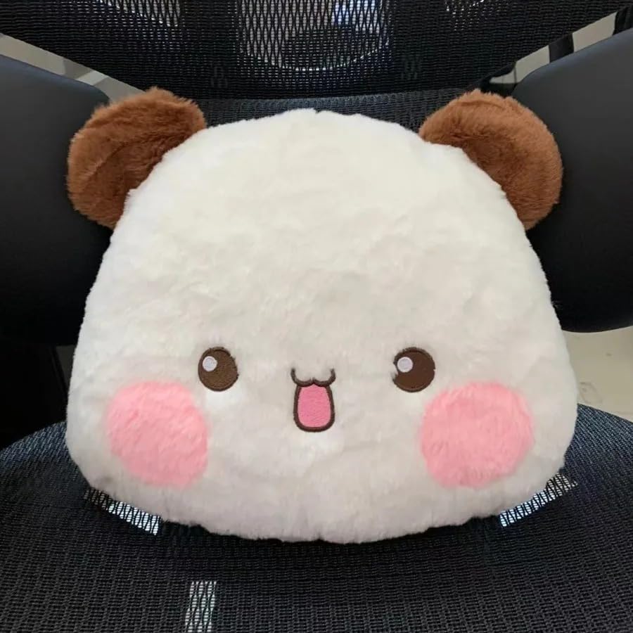 Image of Bubu Dudu Plush Pillow - Bubu & Dudu (Panda & Bear) Design - Cute Rabbit Fur Plush Cushion Ideal Gift for Kids, Boyfriend, Girlfriend, Home Decor, Travel for All Ages (33cm)