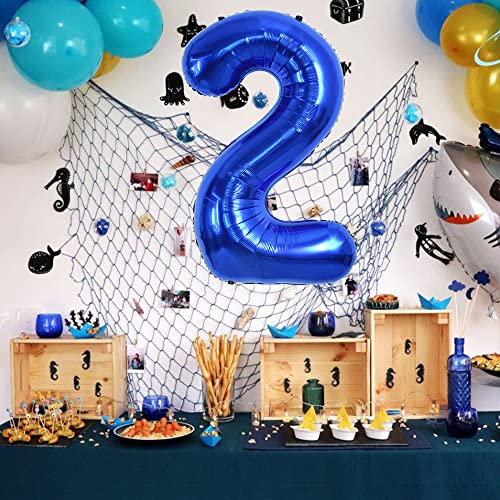 Image of TONIFUL 40 Inch Navy Blue Number 2 Balloons Large Foil 2nd Birthday Decor | Deep Blue 2 Balloon for 2027 Graduation New Year Party, 2nd 12th 21st 25th Birthday, Blue Birthday Decor for Men Boys
