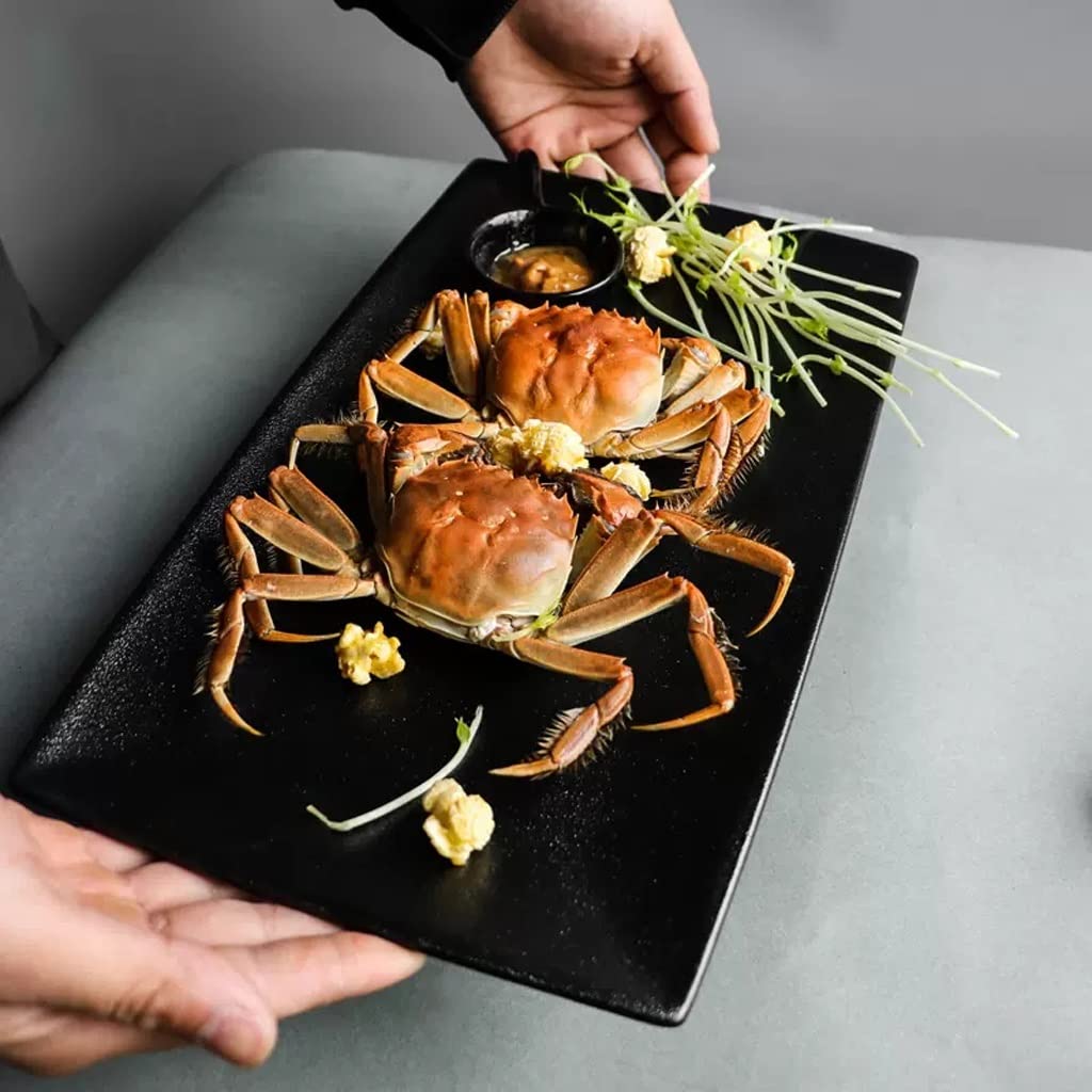 Ensaladera de cerámica nórdica para el hogar, rectangular, plato de pescado al vapor, plato creativo, plato de porcelana, plato pequeño de postre para restaurante, cuenco para frut(A2 piezas S)