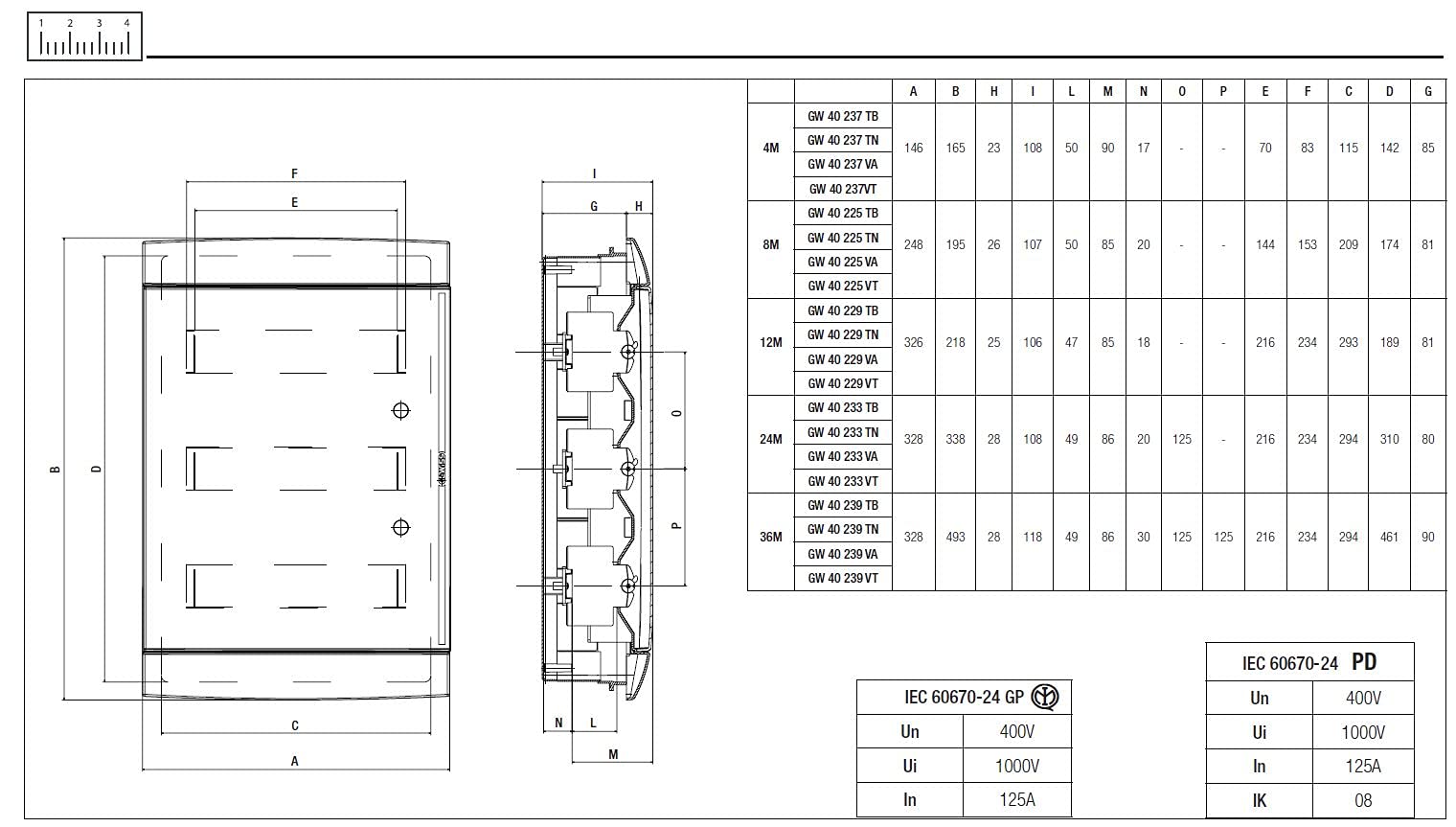 UNT.KLEINVERT.WOHNR.24M(12X2)IP40 MILCHW