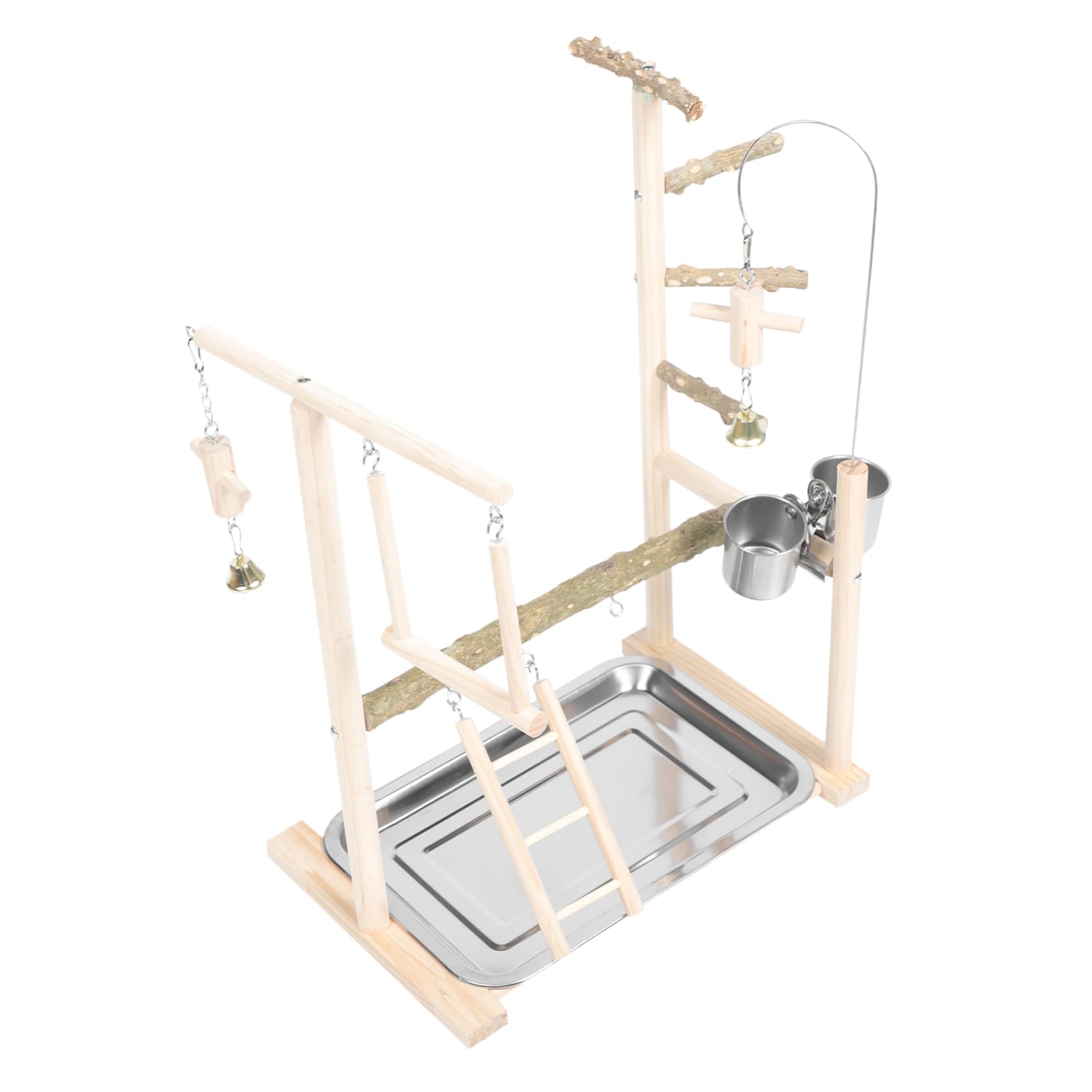 Toddmomy Plataforma de Percha de Madera para Loros Escalera y Columpio, Estante de Entrenamiento para Pájaros, Complementos para Aves, Soporte para Percha de Loro, para Decoración de Jaula