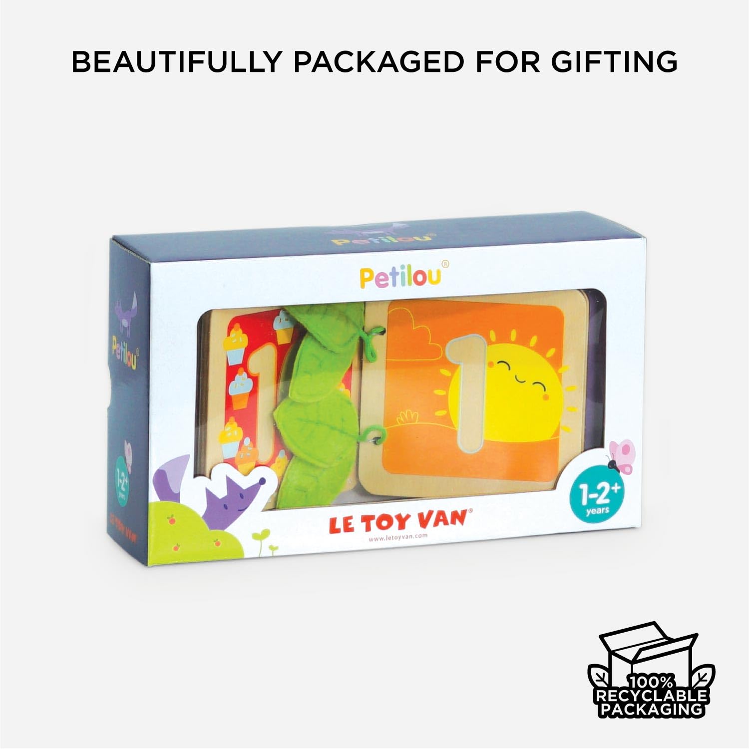 Le Toy Van - Petilou - Libro Educativo de Madera multisensorial Colorido para Contar números para niños pequeños y bebés | Adecuado para niños o niñas de 1 año +