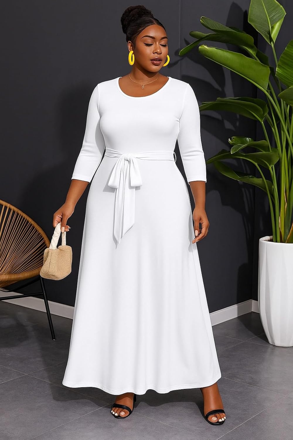 FANDEE Long Dress for Women Casual African Print Empire Waist Maxi Dresses for Wedding Guest, Church, M-3XL - Image 2