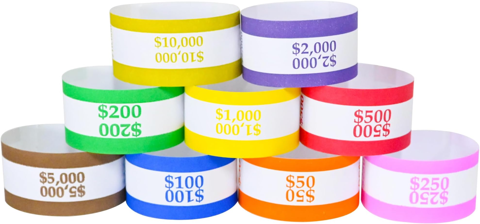 Y essential Currency Straps –450 Assorted Bill Wrappers, Money Bands to Organize Bills, ABA Standard Colors, Self-Adhesive, 7.5 x 1.15 Inches (450 Assorted/ 50 of Each)