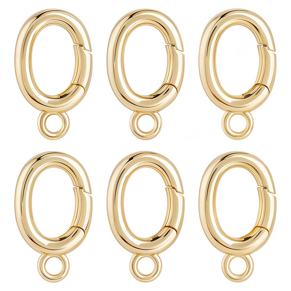 6 Stück 18K Vergoldete Federringe Oval – Schlüsselring-Schnallen Für DIY Schmuck & Schlüsselanhänger