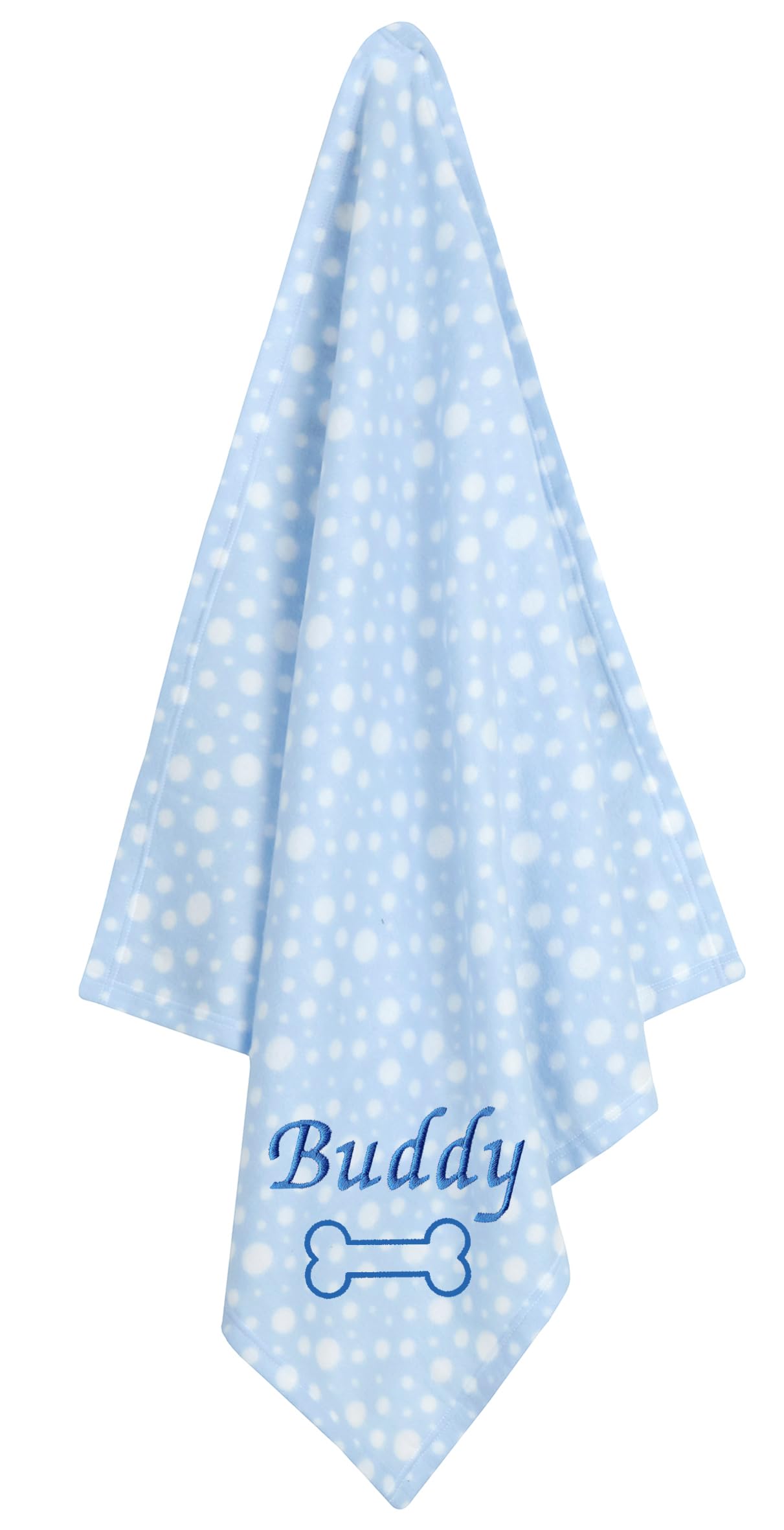 Jjlc Blue Spot - Bone Personalised Pet Dog Puppy Blanket Cat Kitten Bed Fleece (Blue Spot - Bone)