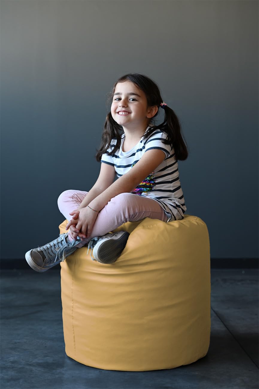 Pouf Poggiapiedi In Ecopelle - Morbido Con Palline Di Polistirolo, Per Interni - Foto 3