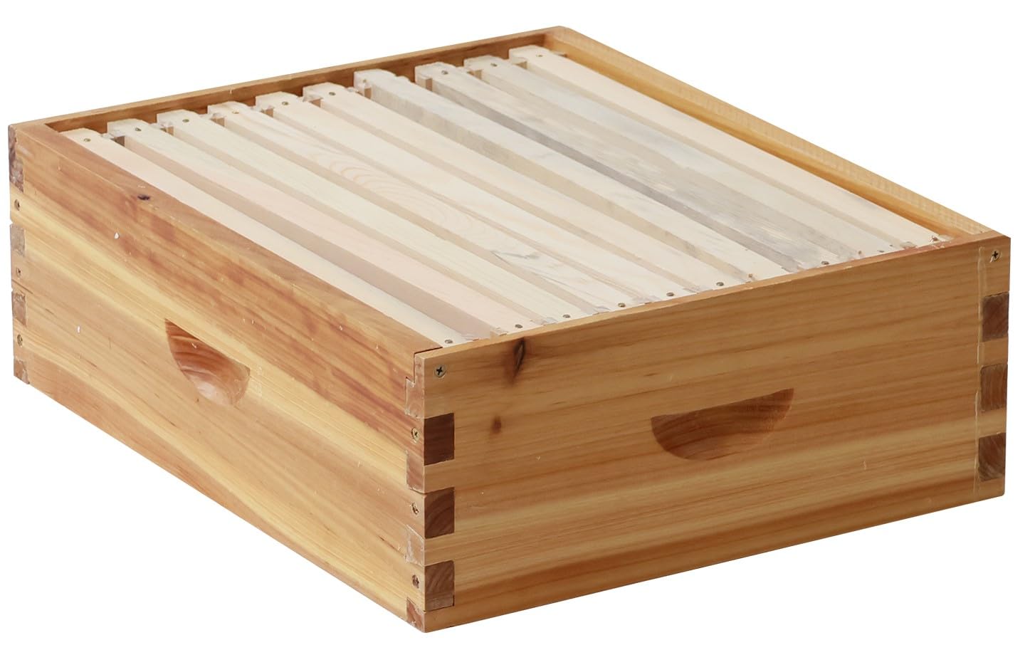 10-Frame Langstroth Bee Hive Coated with 100% Beeswax Includes Beehive Frames and Foundations (1 Medium Box)