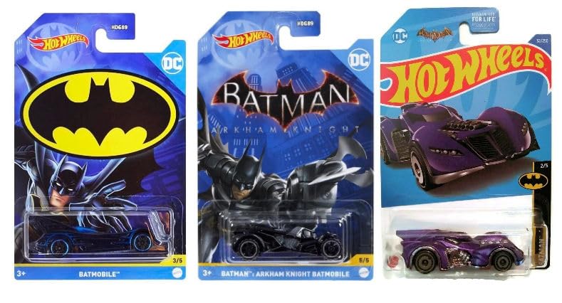 Hot Wheels Batman Batmobile Bundle of 3 Diecast Vehicles from Basic and Premium Basic Releases