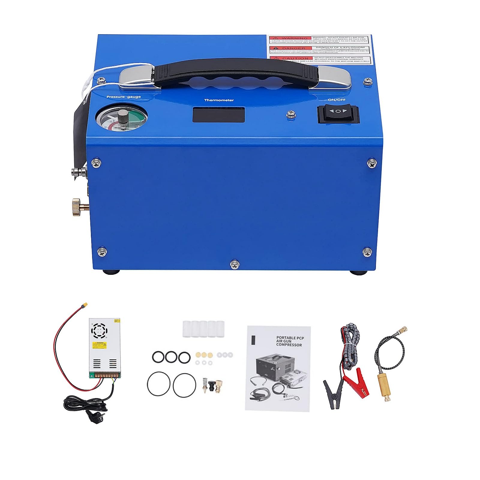 Kompressor 300Bar PCP Kompressor 12V/110V/220V PCP Luftkompressor mit Auto Stop Funktion, 8mm Schnellanschluss, LED Display Upgrade Luftgewehrkompressor für PCP-Airsoft Gewehre