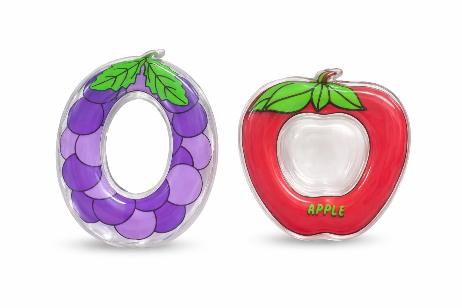 Fruit Shape Water Filled Cooling Toy | Textured Sensory Grip Toy | Handheld Fruit Toy with Cooling Gel Design | Lightweight Portable Tactile Toy | Pack of 2 | Apple | Grapes |-image-4