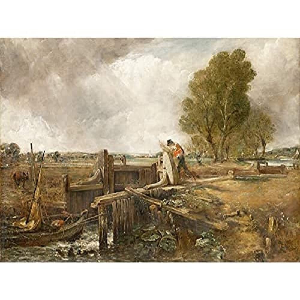 John Constable Study Of A Boat Passing A Lock Art Print Canvas Premium Wall Decor Poster Mural