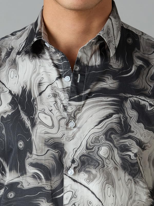 Image of Men's Printed Regular Fit Full Sleeves Cotton Formal Shirt