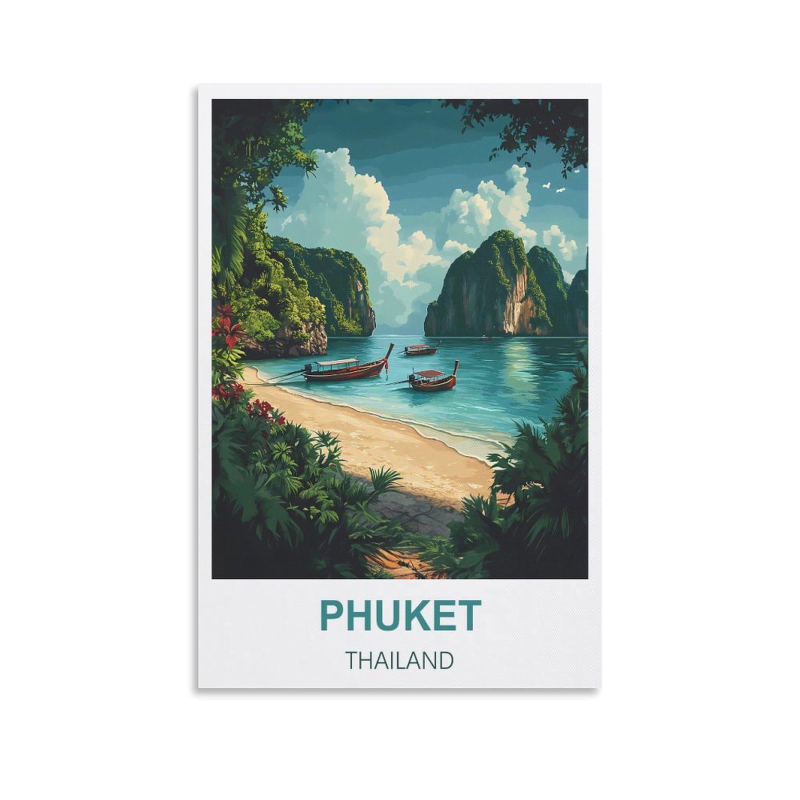 Fjiwecwsq Unframe-Style Phuket Thailand Vintage Travel Poster 08X12inch(20X30cm) Canvas Wall Art Painting Prints