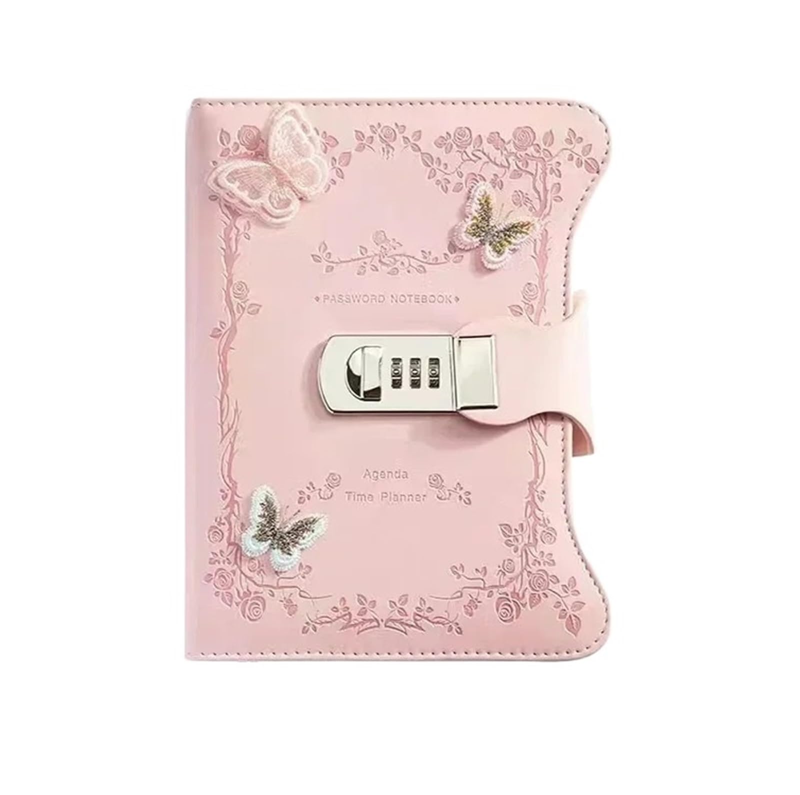 Tagebuch Mit Schloss A5 Retro Passwort Notebook mit Schloss Zeitschriften Verdicken Hand Ledger Handbuch Student Notizblock Tagebuch Bindemittel Schreibwaren(Pink2)