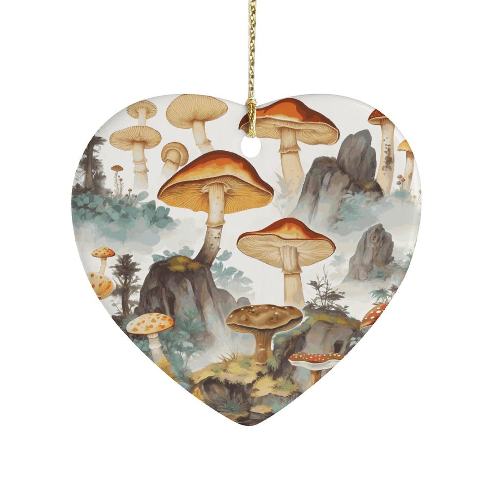 Fekiloot Style Japanese Painting Mushroom Ceramic Ornament Home Decor Keepsake