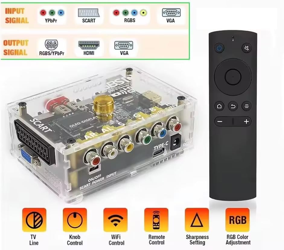 Miniatura 8 de TicKnot ODV-GBS-C Mini convertidor de video RGBS ScartYPbPr a HDMI y VGA Upscaler para consola de juegos retro PS2N64DreamcastSaturno con cero