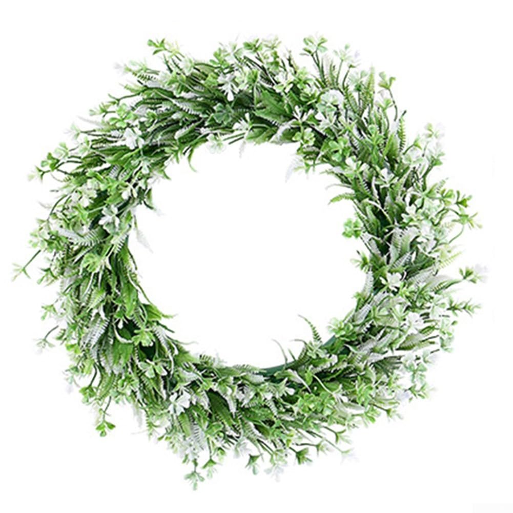 Couronne fleurs artificielles printemps modèle blanc plastique robuste