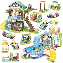 Friends Treehouse Swimming Pool Building Kit for Girls Age 6-12, Tree House Pool Party Creative Building Blocks Sets…