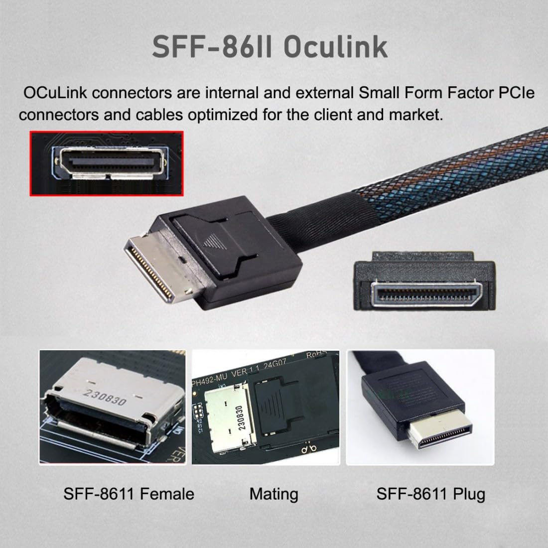 chenyang Oculink SFF-8612 a PCI-E 4.0 NVME M.2 M-Key Host cavo adattatore con staffa slot 8/12 cm per scheda grafica esterna e SSD