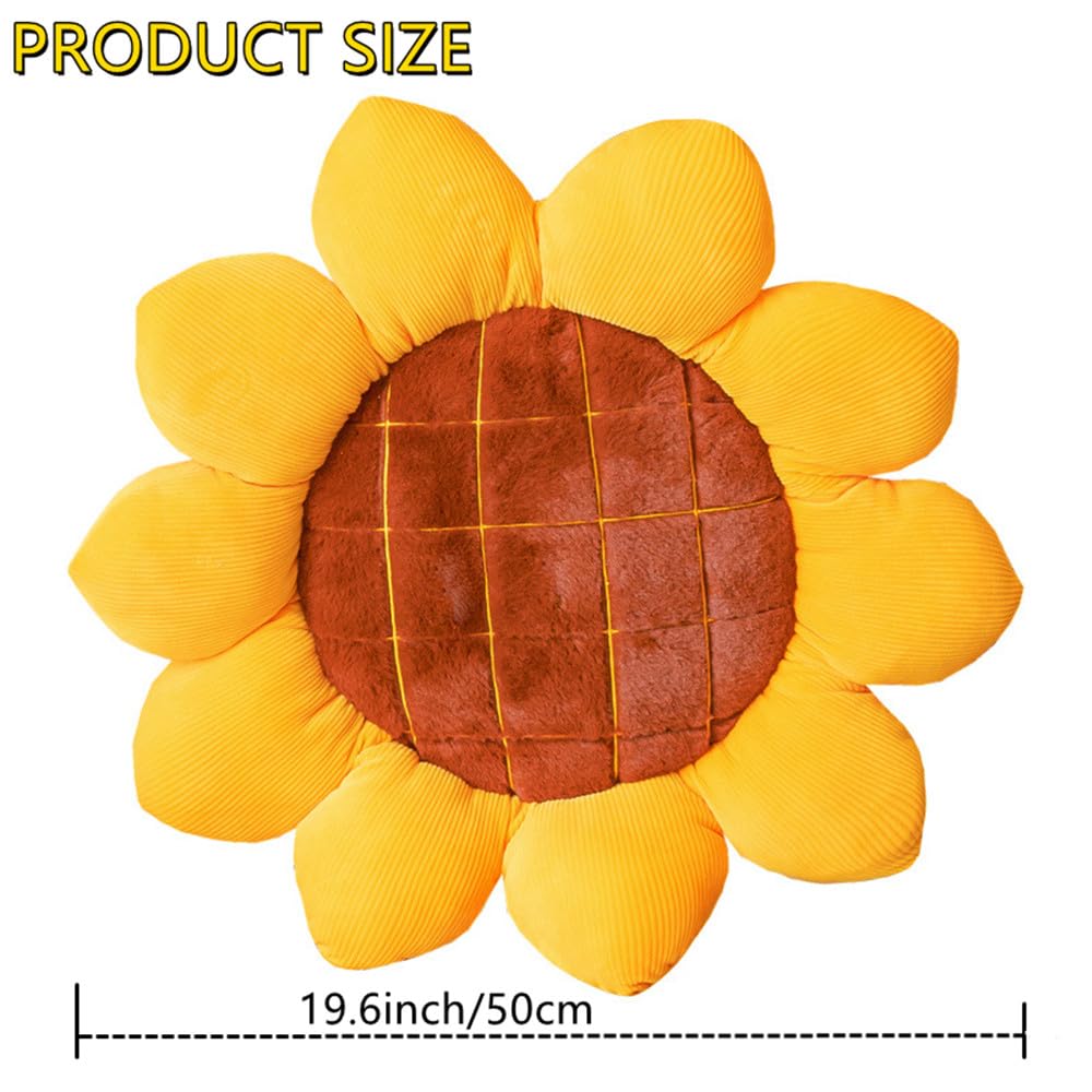 NatureMan 50cm Sunflower Throw Pillow,Flower Shaped Pillows Floor Pillow Seating Cushion,Cushion,Cute Room Decor plush Pillow for Bedroom Sofa Chair - Image 4