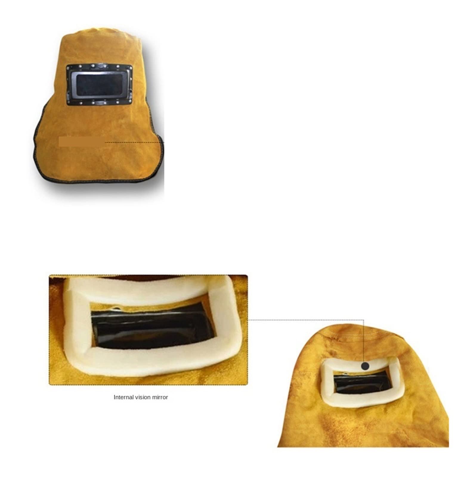Capucha de cuero montado en la cabeza resistente a abrasión y máscaras soldadura a alta temperatura transpirable casco(CKB-2012-YJP)