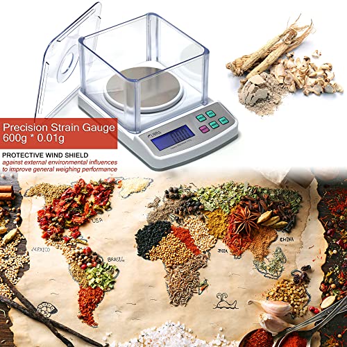 Báscula digital laboratorio 600 g x 0.01 g con pantalla LCD miniatura 5