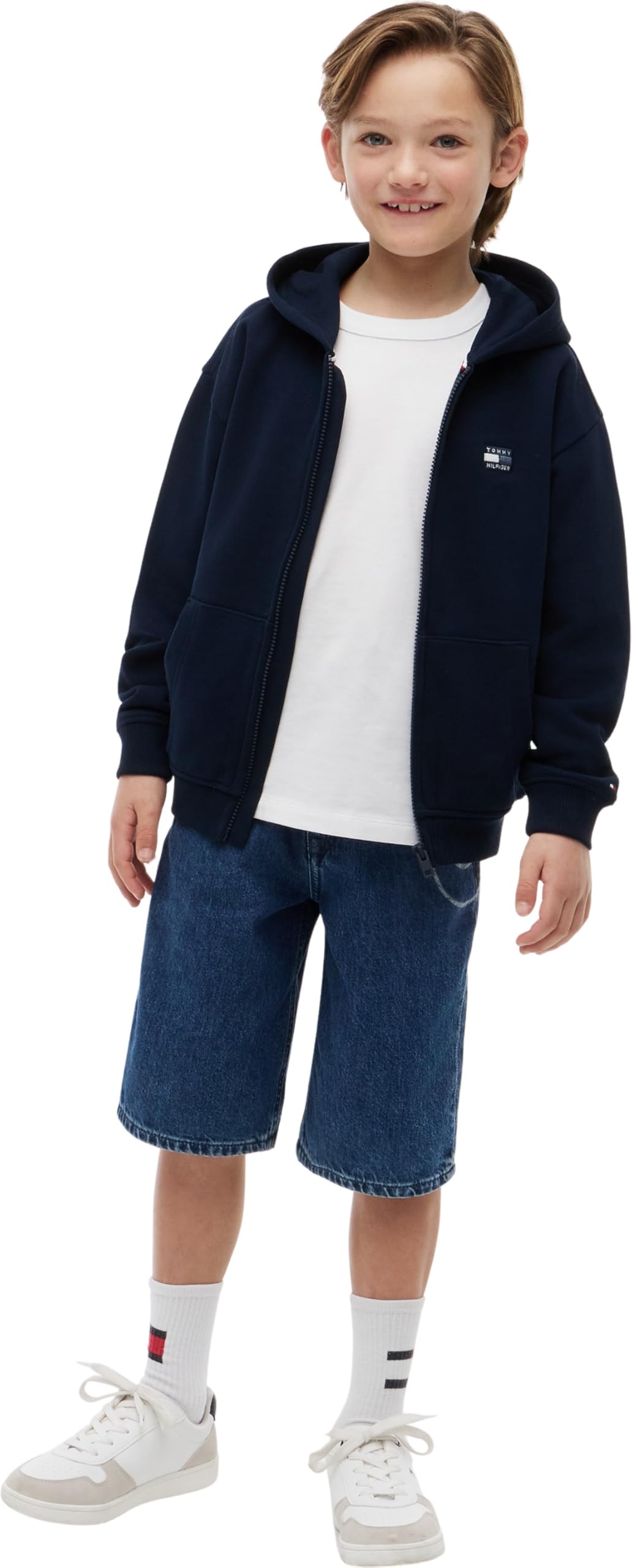 Tommy Hilfiger Tonal Flag Zip Through Hoodie Kb0kb10553 Altre Felpe Bambini e Ragazzi