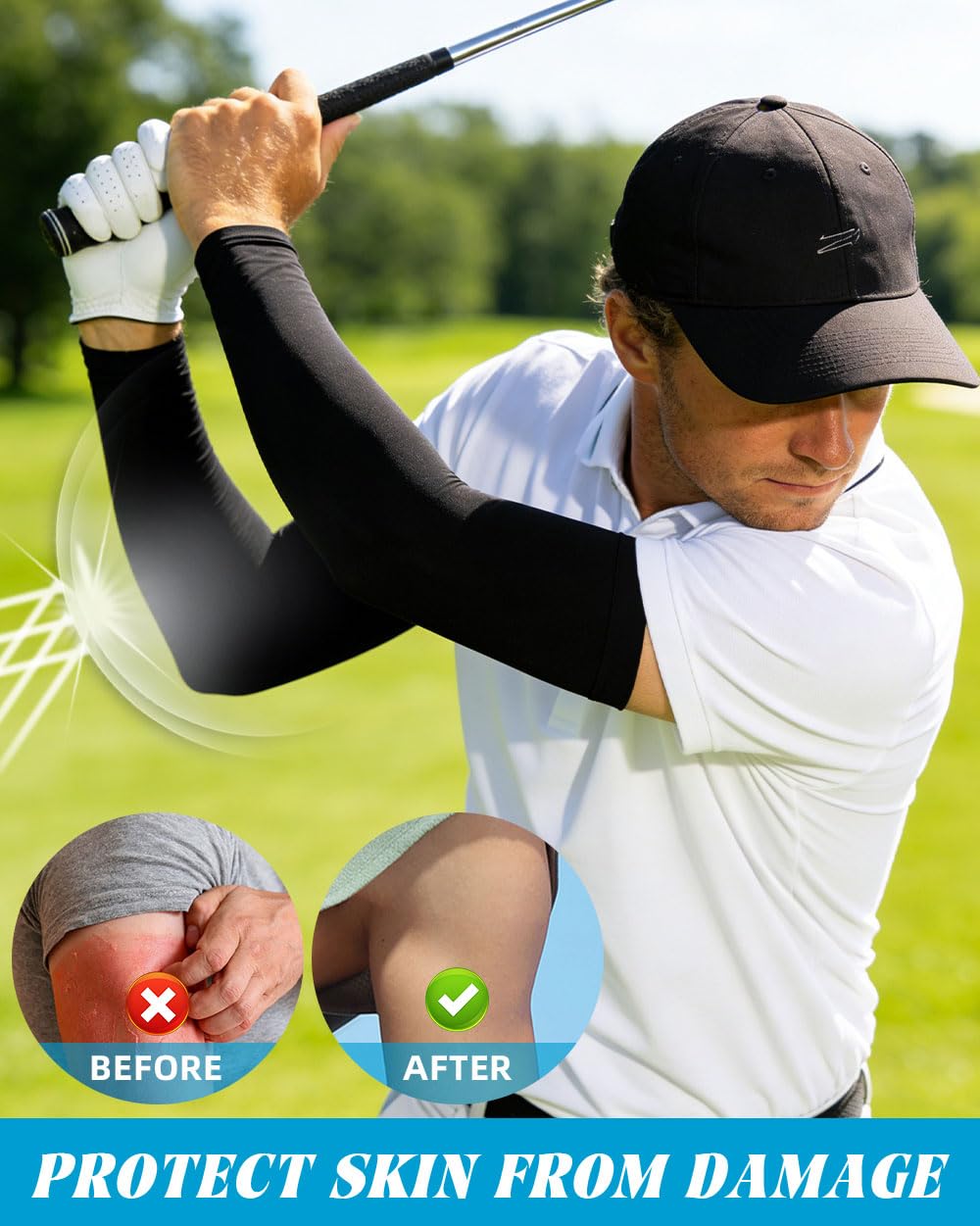 BHYTAKI Manchons de compression rafraîchissants pour homme et femme, protection solaire UPF50 UV pour le travail, le sport, le tatouage