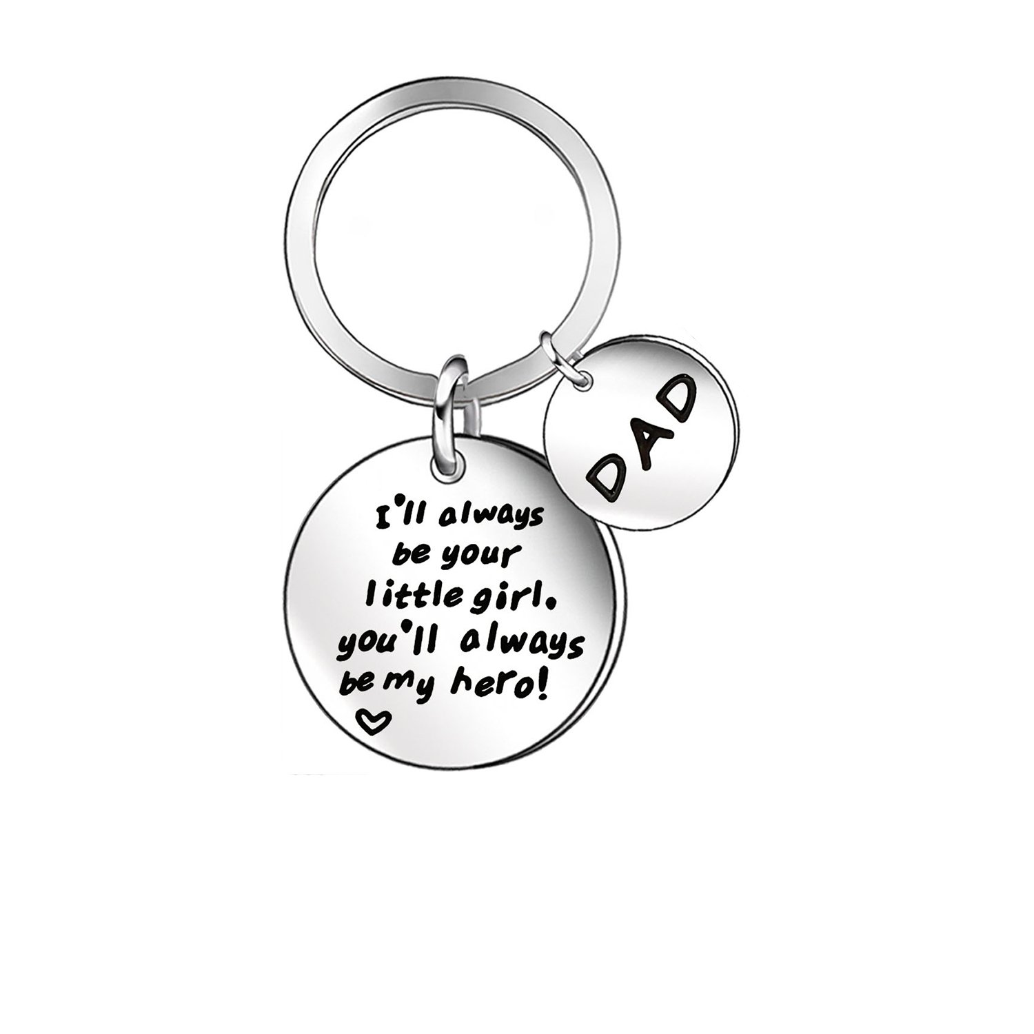 Father's Day Gift - Dad Daddy Gifts from Daughter Son Keyring Key Rings Chains, Stainless Steel (1)