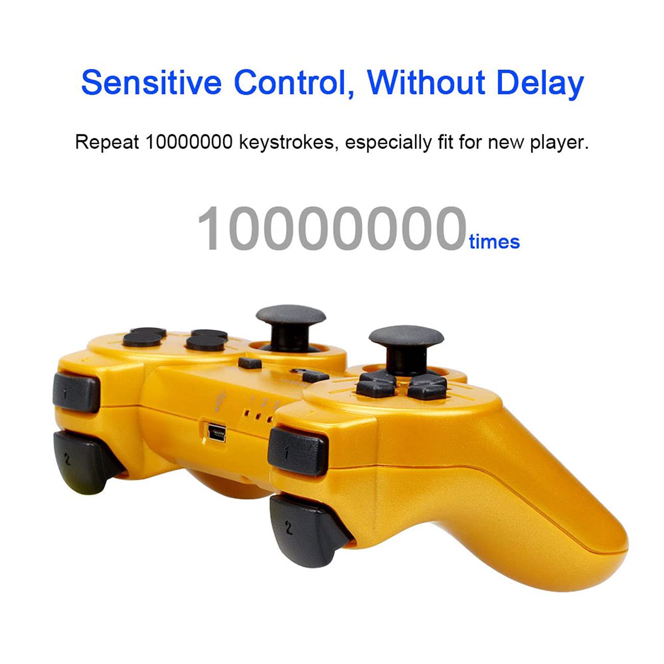 Tidoom PS3 Controller 2 Pack Wireless Bluetooth 6-Axis Gamepad Controllers Compatible for Playstation 3 Controller PS3 Wireless Controller with 2 pcs Charging Cables Purple and Gold