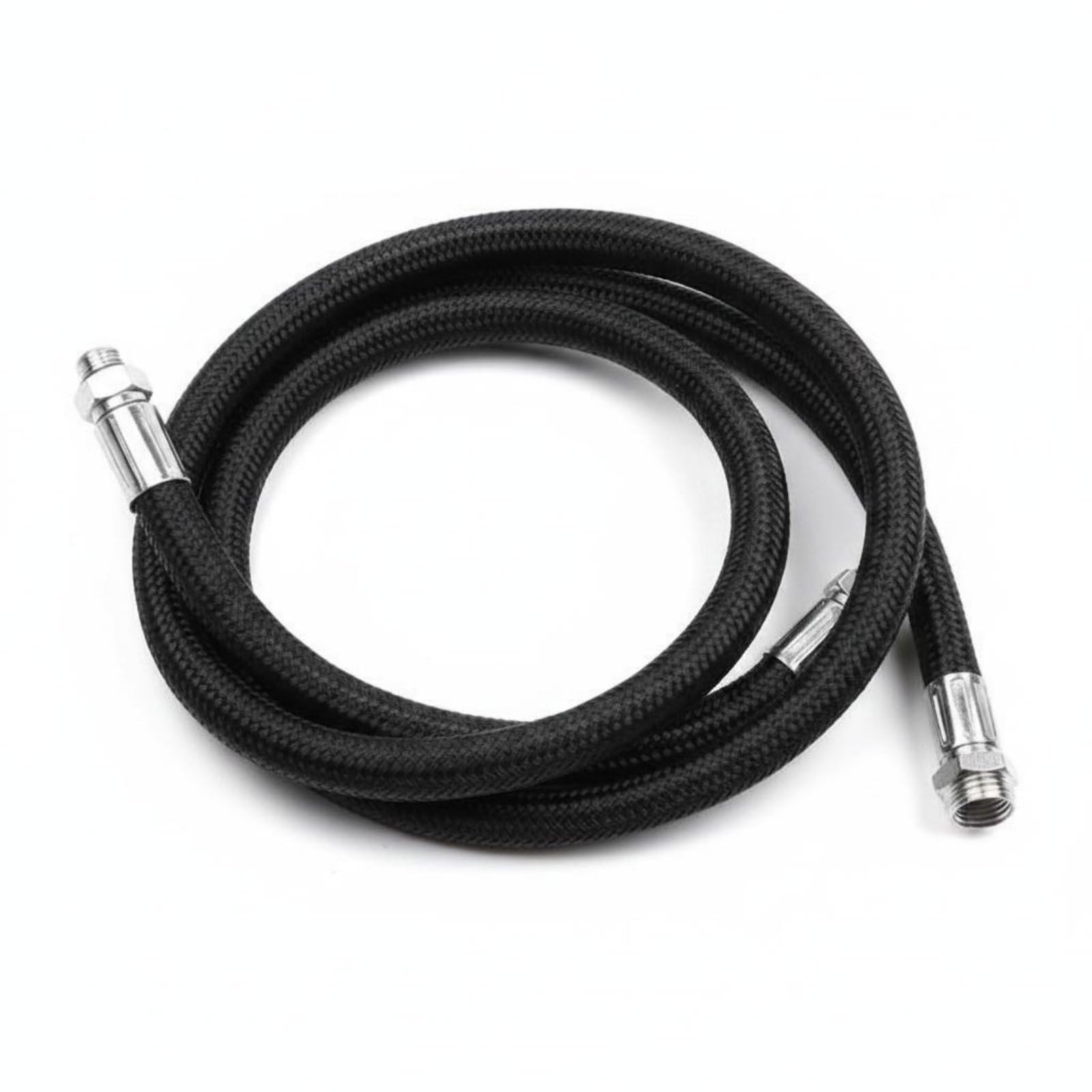 Tubo Subacqueo Tubi Regolatore Respirazione Frusta Intrecciata Bassa Pressione in Metallo per Collegamento Compatibile E Stivaggio Comodo, Nero, 30cm