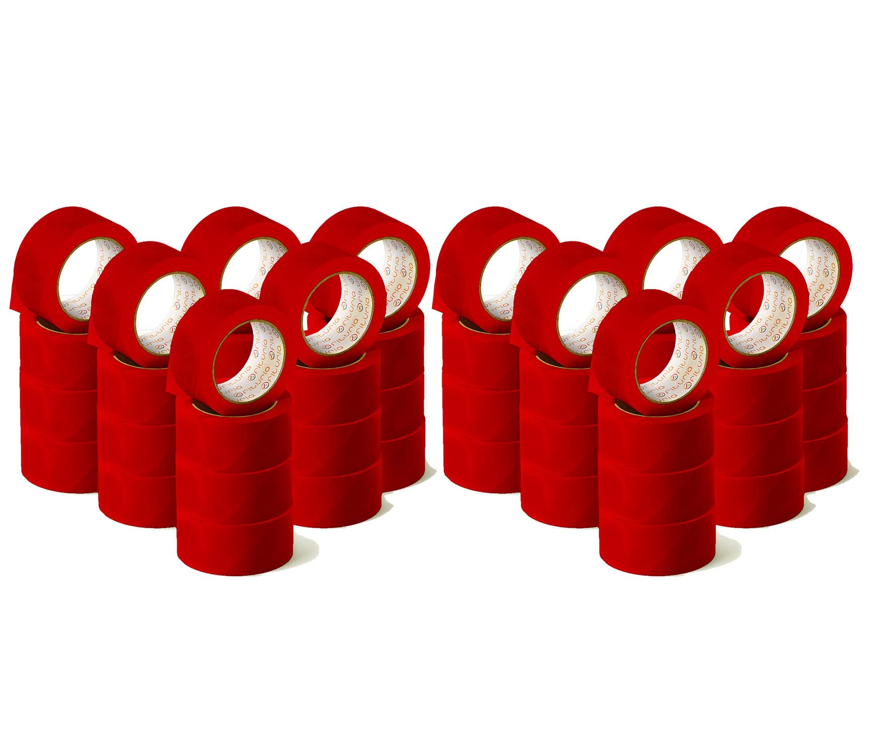 OFITURIA Red Adhesive Tape for Packing and Organising Your Boxes and Shipments Seal in Various Bright Colours 66m x 48mm (48 Units - Red)
