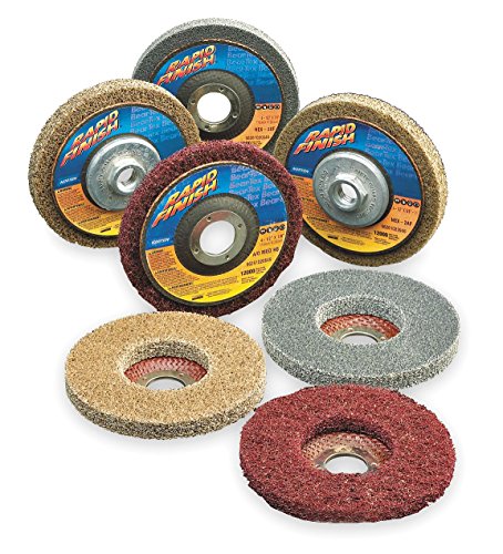 Norton Bear-Tex Rapid Finish Depressed Center High Strength Nonwoven Abrasive Wheel, Aluminum Oxide, Type 27, Fiber Backing, 4-1/2
