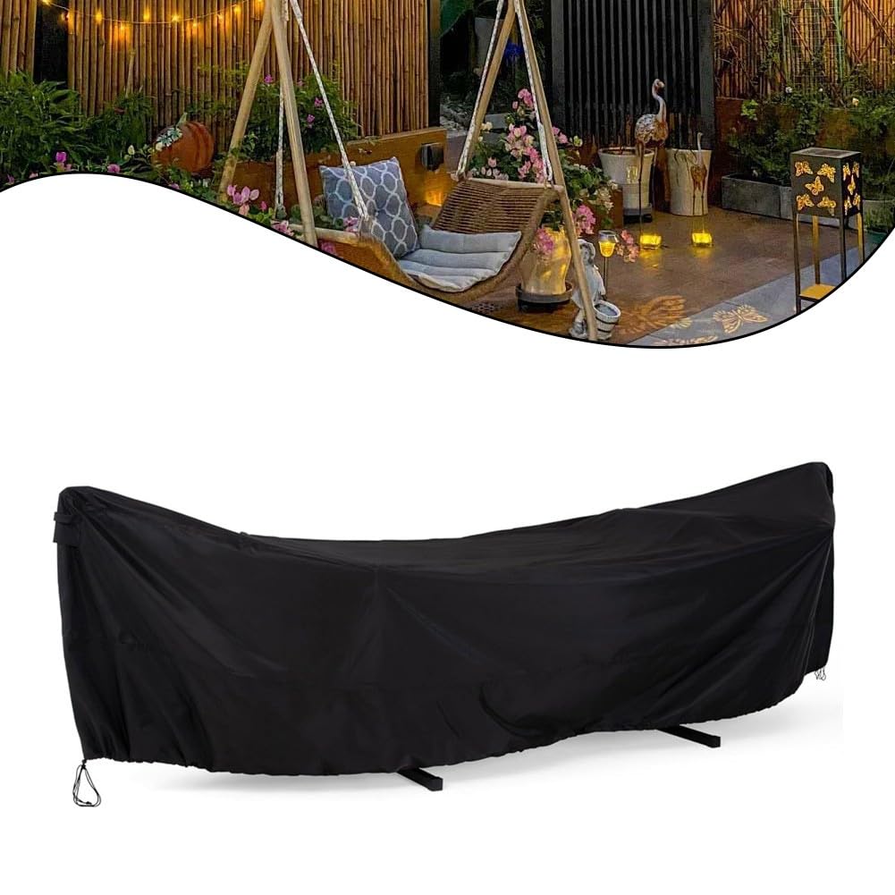 Housse de chaise suspendue d'extérieur en tissu Oxford 210D imperméable et coupe-vent pour balancelle de jardin et support Noir