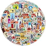 大人、ティーン、教師向けワールドトラベルステッカー 100枚、ノートパソコン用ビニール防水ステッカー、ウォーターボトル、ジャーナリング、スクラップブッキング、ビジョンボード用品 (世界旅行)