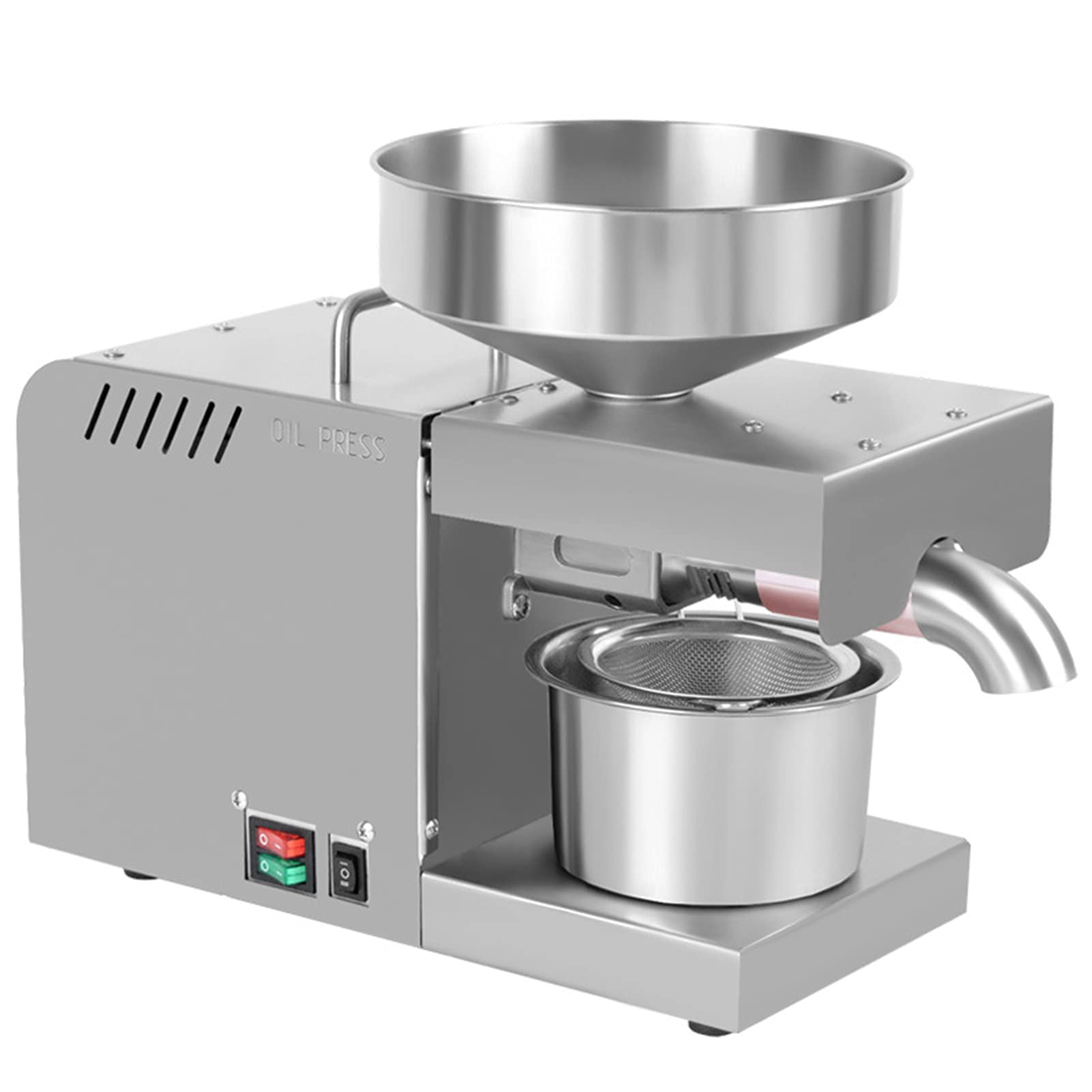 Aserzenith 1 Automatic Oil Press Machine, With Dual Temperature Control Cold/Hot Oil Expeller, 610W Stainless Steel Electric Oil Expeller, For Nuts Walnut Linseed Almond Rapeseed Sesame