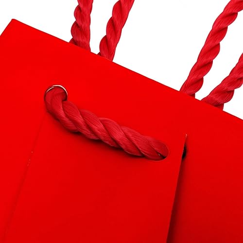 Miniatura 7 de OccasionALL Bolsas de regalo rojas, mini bolsas de papel de Navidad con asas para vacaciones, cumpleaños, bodas, recuerdos de fiesta, compras, venta
