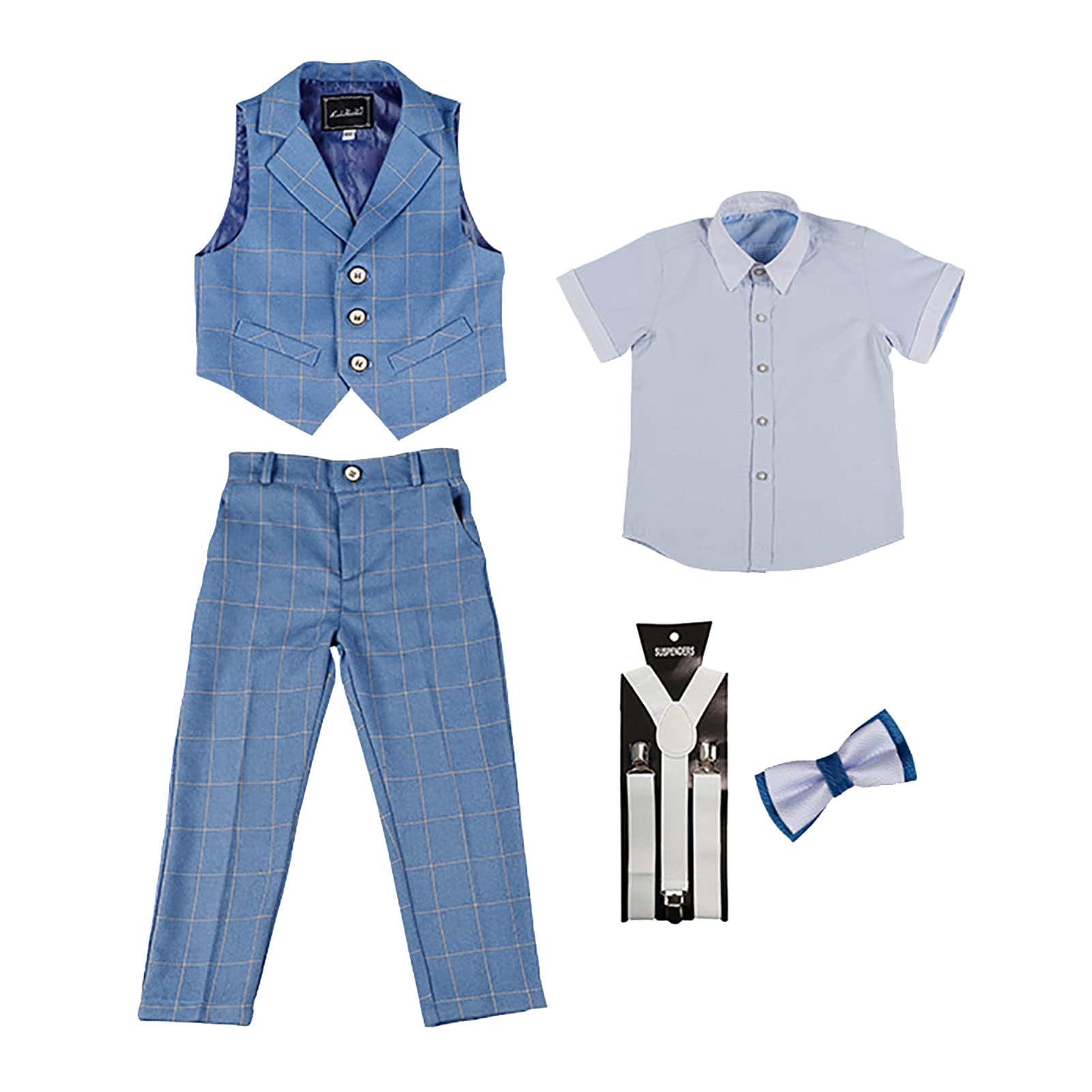3/4/5 Piezas Traje de Boda para Niños, Conjunto de Ropa de Ceremonia, Camisa, Pantalón, Chaleco, Pajarita Elegantes Ropa Trajes