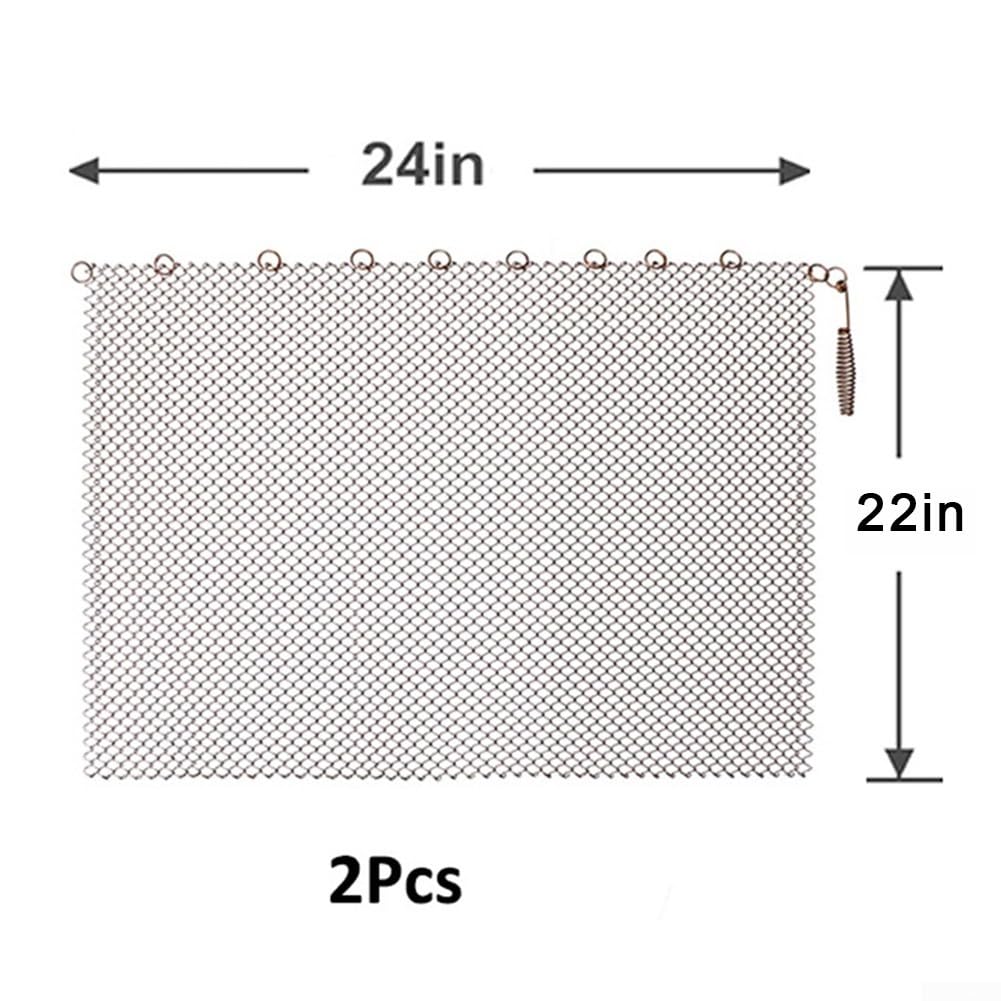 2 tende a rete per camino, catene parascintille per focolare, pannelli in rete metallica stretti con rivestimento antiruggine, due pannelli ad anello e linguette per una copertura sicura e un flusso