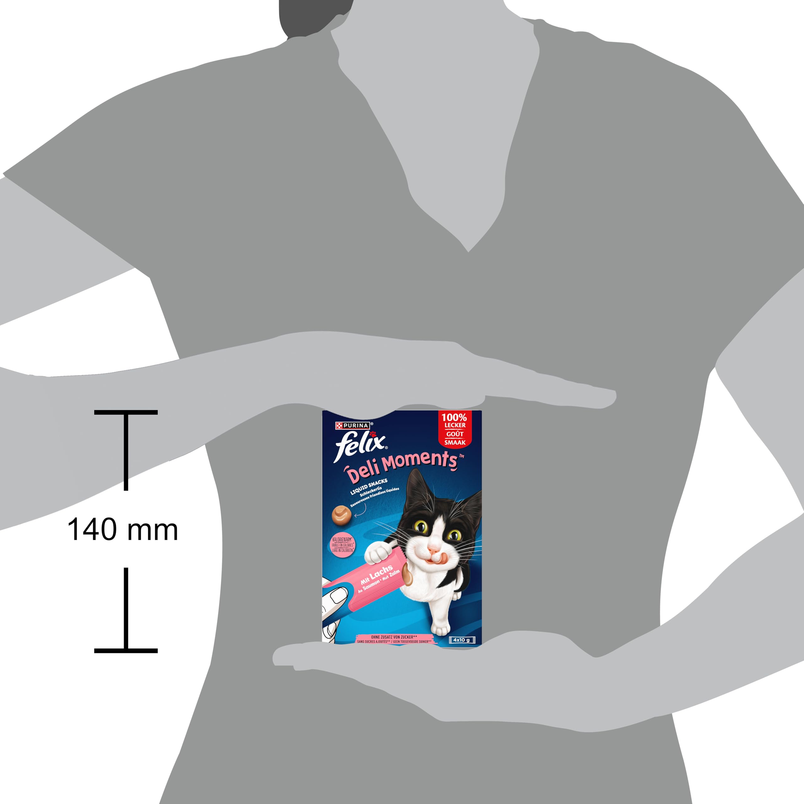 Felix Deli Moments, kremowa przekąska dla kota z łososiem, opakowanie 44 szt. (44 x 10 g)