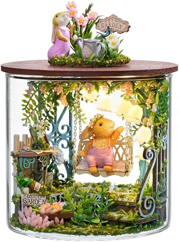 Kit de casa de muñecas en miniatura y muebles, modelo de casa de muñecas en 3D con cubierta a prueba de polvo y LED, idea creativa de habitación, el