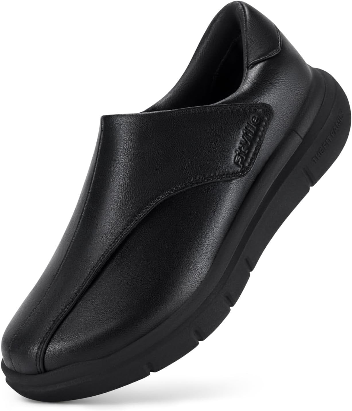 FitVille Diabetic Shoes for Men Dress Shoes Casual Slip On Oxfords Shoes Adjustable Business Formal Wedding Shoes Orthopedic Sneakers for Swollen Feet - EasyTop Deluxe Dress Shoes V1