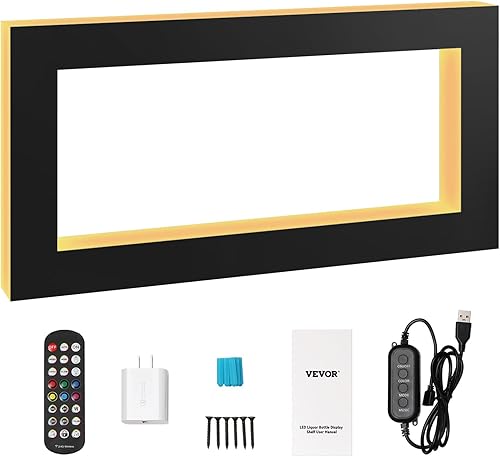 Miniatura 32 de VEVOR Pantalla de botella de licor con iluminación LED, 3 niveles de 40 pulgadas, compatible con USB, estante iluminado de bar para el hogar